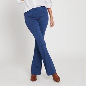 NWOT Betabrand | Tomato Windowpane Navy Blue Red Straight Pants, Womens Large